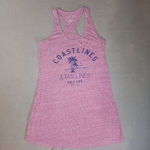 Salt Life Tank Top‎ Racerback Pink Heathered Coastlines & Tan Lines Medium